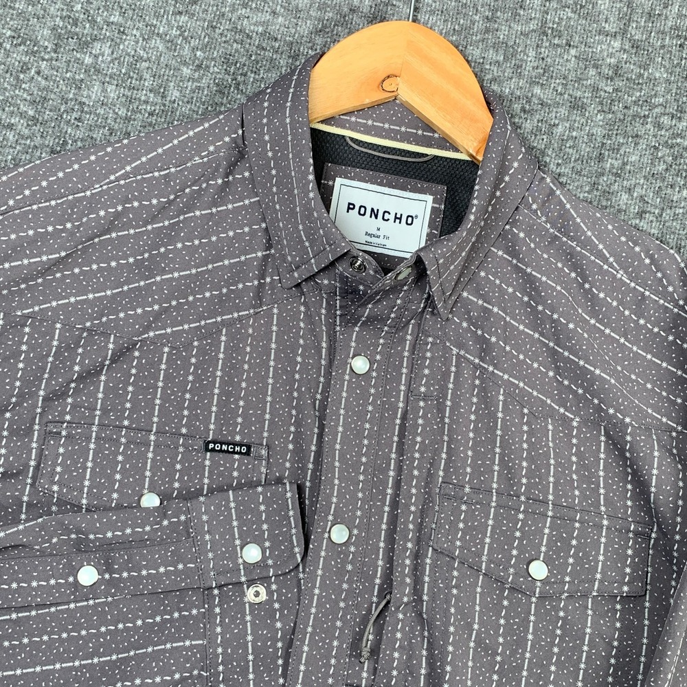 Poncho Shirt Men Medium Regular Fit Pearl Snap Western Outdoors The Camino